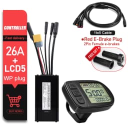 KT Ebike Sinewave Waterproof Controller 36V48V 250W350W500W1000W1500W LCD5 TF01U Display Electric Bicycle Conversion Kit Parts