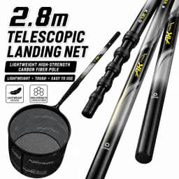 Telescopic Fishing Net 2.8m Carbon Fiber Landing Net with Lightweight Tough Pole for Freshwater Saltwater
