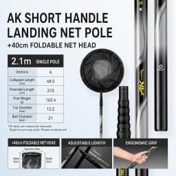 Telescopic Fishing Net 2.8m Carbon Fiber Landing Net with Lightweight Tough Pole for Freshwater Saltwater