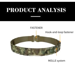 Tactical Belt 3 IN 1 Laser Cut Quick Release Buckle MOLLE Combat Shooting Belt with Inner Belt & Back Support Pad