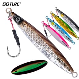 Goture 5pcs/lot Jigging Spoon Fishing Lure 80g 150g 200g With 3D Eyes And Hooks Luminous Deep Sea Hard Artificial Bait