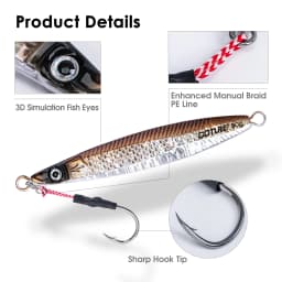 Goture 5pcs/lot Jigging Spoon Fishing Lure 80g 150g 200g With 3D Eyes And Hooks Luminous Deep Sea Hard Artificial Bait