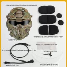 Tactical Command FAST Helmet Built-in Communication Headset Anti-fog Fan W-Ronin Assault Helmet Detachable Mask Replacement Lens