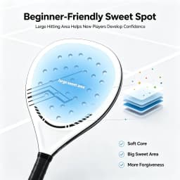 Budget-Friendly Padel Tennis Racket for Beginners Intermediates Durable Anti-Vibration Handle Plastic Grip