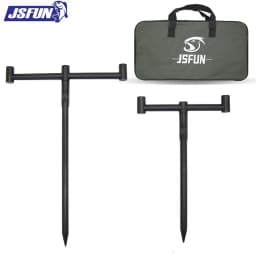 JSFUN Carp Fishing Tackle Rod Pod Set With Bag 2 Set Bank Sticks 2/3 Head Rod Buzz Bars Fishing Rod Holder Set