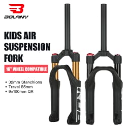 BOLANY Bicycle 16-inch Air Fork Children's Mountain Bike Suspension Fork Straight Tube 85mm Travel 9x100mm QR for MTB/Kids Bike