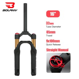 BOLANY Bicycle 16-inch Air Fork Children's Mountain Bike Suspension Fork Straight Tube 85mm Travel 9x100mm QR for MTB/Kids Bike