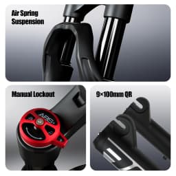 BOLANY Bicycle 16-inch Air Fork Children's Mountain Bike Suspension Fork Straight Tube 85mm Travel 9x100mm QR for MTB/Kids Bike