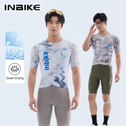 INBIKE New Men Short Sleeve Cycling Jersey Spring Summer Sweat Wicking Breathable Road Bike Clothing with Reflective Logo Design