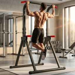 Foldable Pull Up Bar Standing Power Tower - Multi-Function Dip Station, 6-Level Adjustable Height Strength Training Fitness Equipment for Home Gym, 440lbs Max