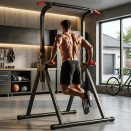 Foldable Pull Up Bar Standing Power Tower - Multi-Function Dip Station, 6-Level Adjustable Height Strength Training Fitness Equipment for Home Gym, 440lbs Max