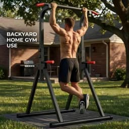 Foldable Pull Up Bar Standing Power Tower - Multi-Function Dip Station, 6-Level Adjustable Height Strength Training Fitness Equipment for Home Gym, 440lbs Max
