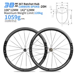 KORE CYCLONE Carbon Spoke Wheelset-50mm-T1000 Carbon Rims 36T/60T Ratchet Hub XDR/HG 700C Design for Ultra-Light Road Racing