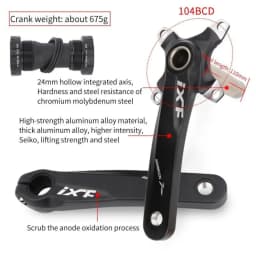 Durable IXF Bike MTB Crank 104 BCD 170mm MTB Bike Crankset Hollowtech Narrow Wide Chainring Road Bicycle Parts
