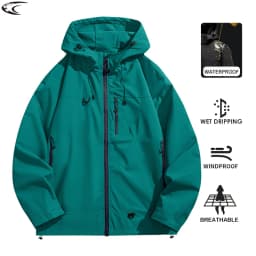 LNGXO Unisex Waterproof Windbreaker Outdoor Sport Windproof Single-Layer Jacket Men Women Hiking Climbing Trekking Rain Coat