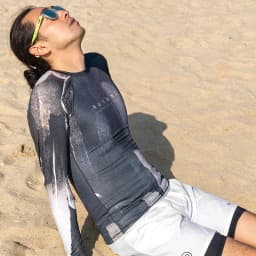 Nu-June Men Rashguard UPF50 Long Sleeve Surf Tops and Shorts Set Swimwear Three Pieces Sweatshirts Pants Beach Diving Suits