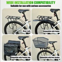 RBRL Bicycle Cargo Rack Rear Bike Rack 75kg Heavy Duty Aluminum Iron Rear Pannier Rack for 24" 26"27.5"/700C/29" MTB City Bikes