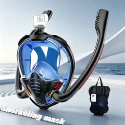 Adult Snorkelling Mask, Dual-Tube Swimming Mask, Silicone Inner Seal, Dry-Breathing System, Outdoor Beach Free-Diving Equipment