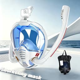 Adult Snorkelling Mask, Dual-Tube Swimming Mask, Silicone Inner Seal, Dry-Breathing System, Outdoor Beach Free-Diving Equipment