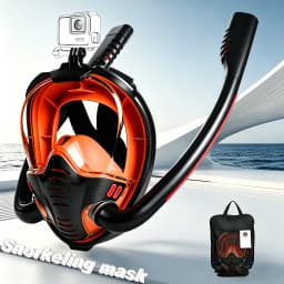 Adult Snorkelling Mask, Dual-Tube Swimming Mask, Silicone Inner Seal, Dry-Breathing System, Outdoor Beach Free-Diving Equipment