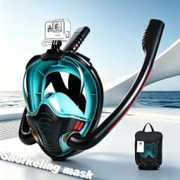 Adult Snorkelling Mask, Dual-Tube Swimming Mask, Silicone Inner Seal, Dry-Breathing System, Outdoor Beach Free-Diving Equipment