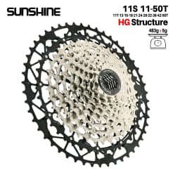 SUNSHINE Ultralight Bicycle Cassette Carbon Steel Material 9/10/11/12/13 Speed HG Structure Freewheel for Mountain Bike