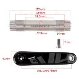 WUZEI MTB Carbon Fiber Crank 165 170 175mm Mountain Bicycle Crankset 24mm Ti AL-7075 Axle 3 Bolt Bike Sprocket for Shimano
