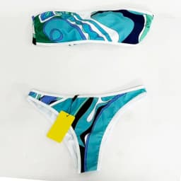 Classic Women's Green Ribbon Scarf Strapless Two-Piece Suits with Designer Signature Logo Luxury Women's Swimsuits Swimwear