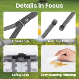 JHK Portable Folding Outdoor Camping Table Camping Hiking Heavy Duty Foldable Table with Carrying Handle Safety Lock For Camping Furniture