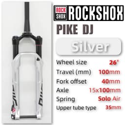 SRAM ROCKSHOX PIKE DJ  MTB Bike 26'' Wheel 1.5T Fork 15x100mm Travel Solo Air™ Manual  Lock Suspension Bicycle Accessories