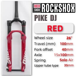 SRAM ROCKSHOX PIKE DJ  MTB Bike 26'' Wheel 1.5T Fork 15x100mm Travel Solo Air™ Manual  Lock Suspension Bicycle Accessories