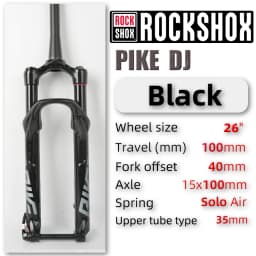 SRAM ROCKSHOX PIKE DJ  MTB Bike 26'' Wheel 1.5T Fork 15x100mm Travel Solo Air™ Manual  Lock Suspension Bicycle Accessories
