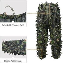 3D Leafy Camo Suit Hunting Camouflage Breathable Ghillie Suit Clothing Woodland Apparel for Hunting Airsoft Wildlife Photography