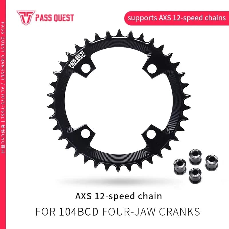 PASS QUEST 104BCD forAXS 12S Chainring ROUND NARROW WIDE CHAINRING for 104 BCD Flat Top Chain 12 Speed