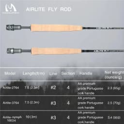 Maximumcatch Super Light 2/3WT 7'6''/10'0'' Airlite Fly Fishing Rod Graphite IM10/30T+36T Carbon Fiber Fly Rod with Tube