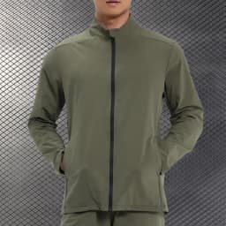 Men Outdoor Sports Casual Jacket Jacket Stand-Up Collar Zip Running Fitness Windproof Camping Hiking Riding Training Tops