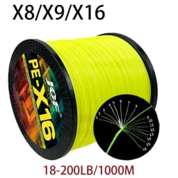 1000m 8 Strands 9 Strands 16 Strands Japan Super Strong 18-200LB PE Braided Fishing Line Multifilament Braid Thread 8-91kg