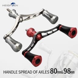 Heighten Spinning Reel Double Rocker Arms - 80/98mm Axle Spacing, 20mm Knob Diameter | Fits Daiwa & Shimano Reel Mod Parts