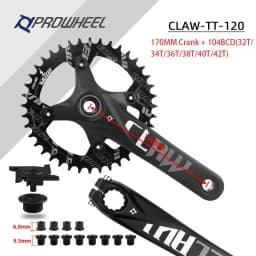 Proweel Snow Bike Cranks 176mm 192mm Axle 104BCD 32T/34T/36T/38T 40T/42T Sprocket with Bushing Crankset Beach Fat Bike Discs