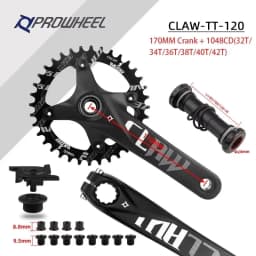 Proweel Snow Bike Cranks 176mm 192mm Axle 104BCD 32T/34T/36T/38T 40T/42T Sprocket with Bushing Crankset Beach Fat Bike Discs