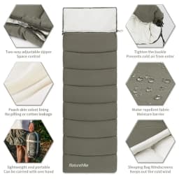 Naturehike Envelope Cotton Sleeping Bag Portable Outdoor Camping Adult Sleeping Bag Single Splicable Hooded Cotton Sleeping Bag