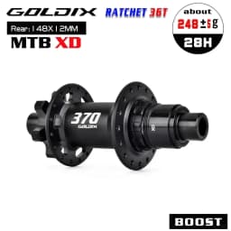 GOLDIX GDX370 28H Bicycle Hub Sealed Bearing 6-bolt Disc Brake J-Bend 28 Holes Ratchet 36T BOOST MTB Hub for Shimano HG MS SRAM