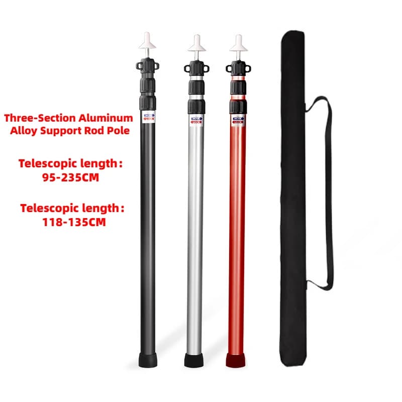 Aluminum Alloy 2.3m-3m 3 Sections Tent Pole Adjustable Support Rods Beach Shelter Tarp Awning Pole Replacement Poles Accessories