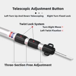 Aluminum Alloy 2.3m-3m 3 Sections Tent Pole Adjustable Support Rods Beach Shelter Tarp Awning Pole Replacement Poles Accessories