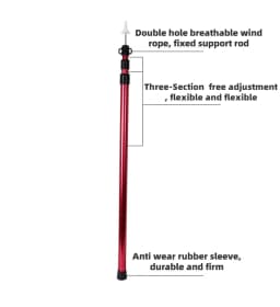 Aluminum Alloy 2.3m-3m 3 Sections Tent Pole Adjustable Support Rods Beach Shelter Tarp Awning Pole Replacement Poles Accessories