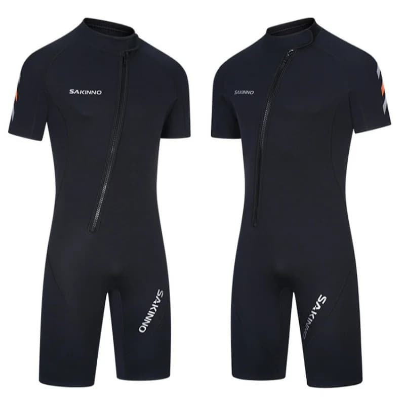 2mm Neoprene Shorty Mens Wetsuit UV-proof Front Zip Lycra Shorty Sleeves Diving Suit for Surf Snorkeling