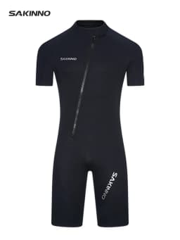 2mm Neoprene Shorty Mens Wetsuit UV-proof Front Zip Lycra Shorty Sleeves Diving Suit for Surf Snorkeling