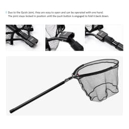 NOEBY Telescopic Landing Net Full Carbon Frame Folding Floating Fishing Net 122-326cm Long Handle 60x50cm