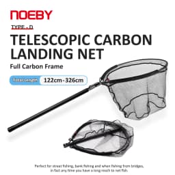NOEBY Telescopic Landing Net Full Carbon Frame Folding Floating Fishing Net 122-326cm Long Handle 60x50cm