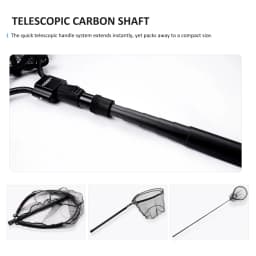 NOEBY Telescopic Landing Net Full Carbon Frame Folding Floating Fishing Net 122-326cm Long Handle 60x50cm